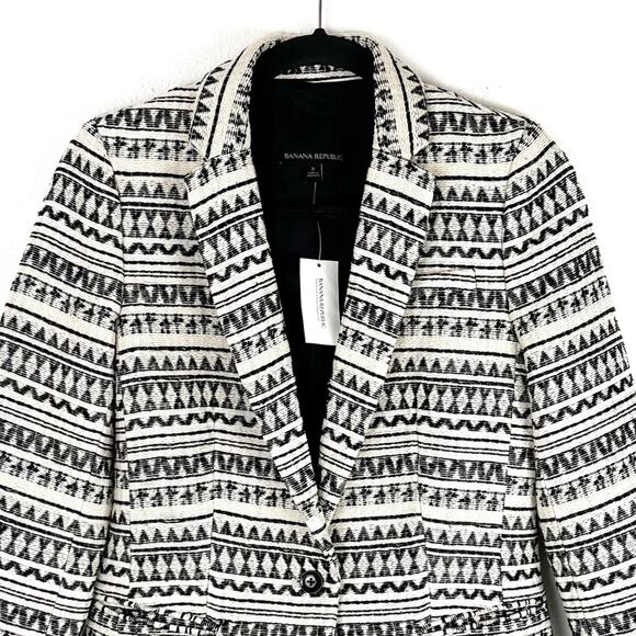 Banana Republic Womens Blazer Jacket Aztec Tribal Business Office Neutral 2 NWT - Picture 7 of 14